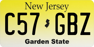 NJ license plate C57GBZ
