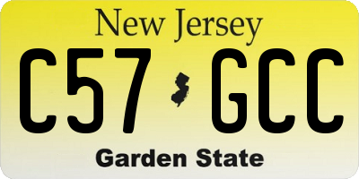 NJ license plate C57GCC