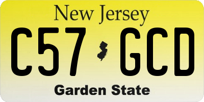 NJ license plate C57GCD