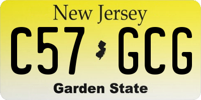 NJ license plate C57GCG