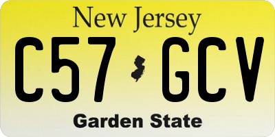 NJ license plate C57GCV