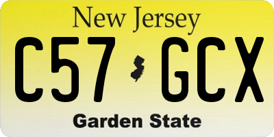NJ license plate C57GCX