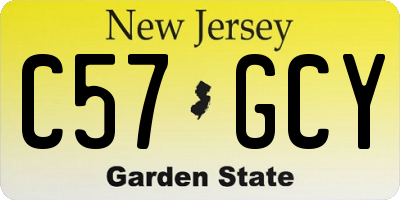 NJ license plate C57GCY