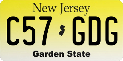 NJ license plate C57GDG
