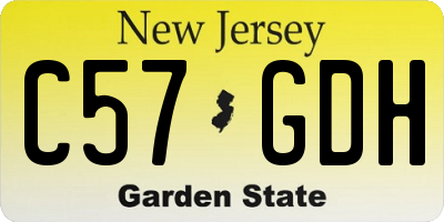 NJ license plate C57GDH