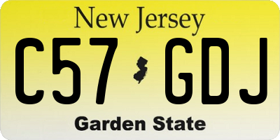 NJ license plate C57GDJ