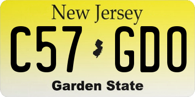 NJ license plate C57GDO