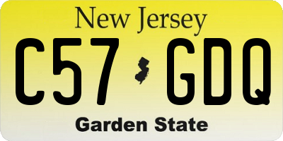 NJ license plate C57GDQ