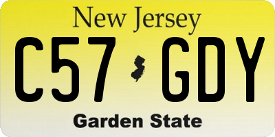 NJ license plate C57GDY