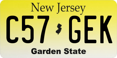 NJ license plate C57GEK