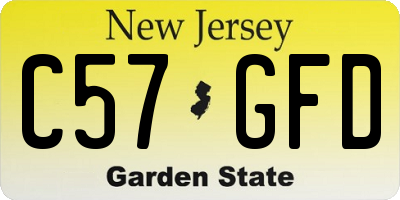 NJ license plate C57GFD