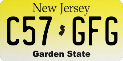 NJ license plate C57GFG
