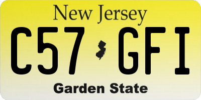 NJ license plate C57GFI