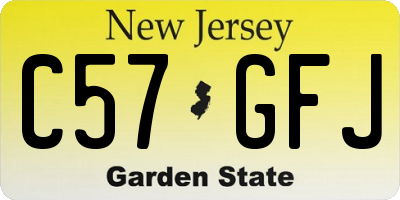 NJ license plate C57GFJ