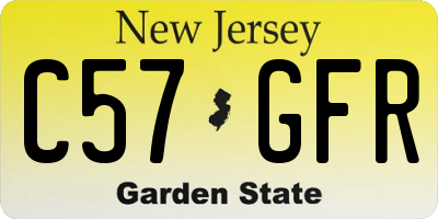 NJ license plate C57GFR
