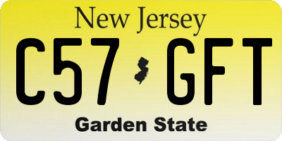 NJ license plate C57GFT