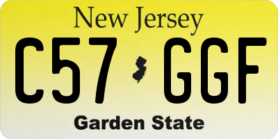 NJ license plate C57GGF