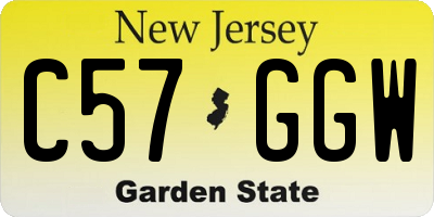 NJ license plate C57GGW