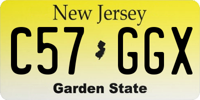 NJ license plate C57GGX