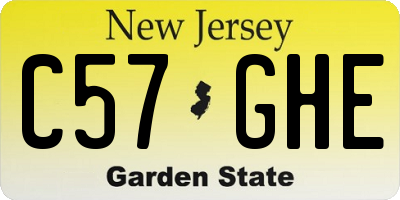 NJ license plate C57GHE
