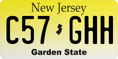 NJ license plate C57GHH