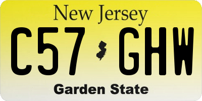 NJ license plate C57GHW