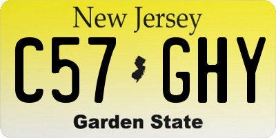 NJ license plate C57GHY