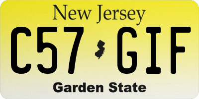 NJ license plate C57GIF
