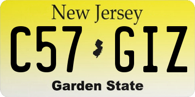 NJ license plate C57GIZ