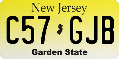 NJ license plate C57GJB
