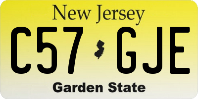 NJ license plate C57GJE