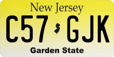 NJ license plate C57GJK