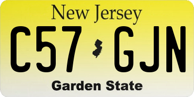 NJ license plate C57GJN