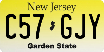 NJ license plate C57GJY