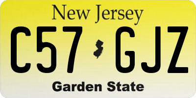 NJ license plate C57GJZ