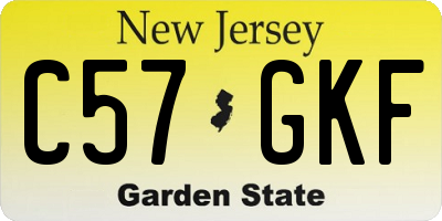 NJ license plate C57GKF