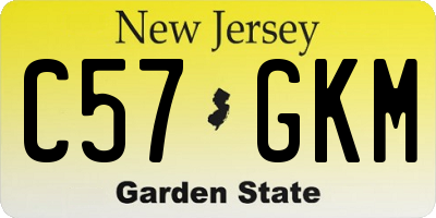 NJ license plate C57GKM