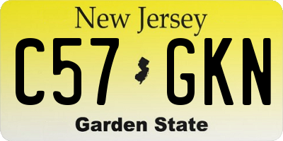 NJ license plate C57GKN