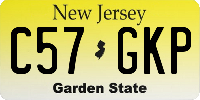 NJ license plate C57GKP