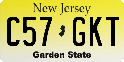 NJ license plate C57GKT