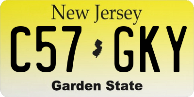 NJ license plate C57GKY