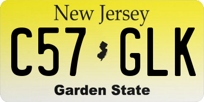 NJ license plate C57GLK