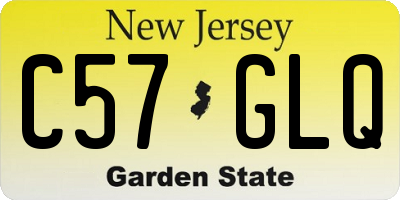 NJ license plate C57GLQ