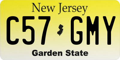 NJ license plate C57GMY