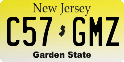 NJ license plate C57GMZ