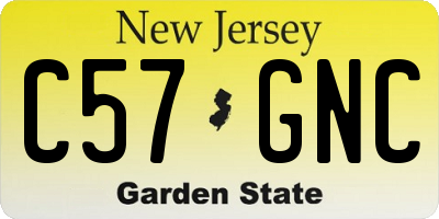 NJ license plate C57GNC