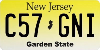 NJ license plate C57GNI