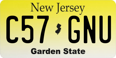 NJ license plate C57GNU