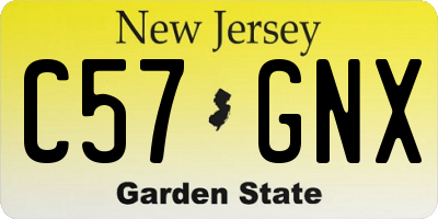 NJ license plate C57GNX