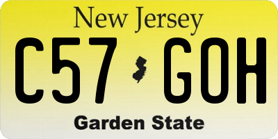 NJ license plate C57GOH